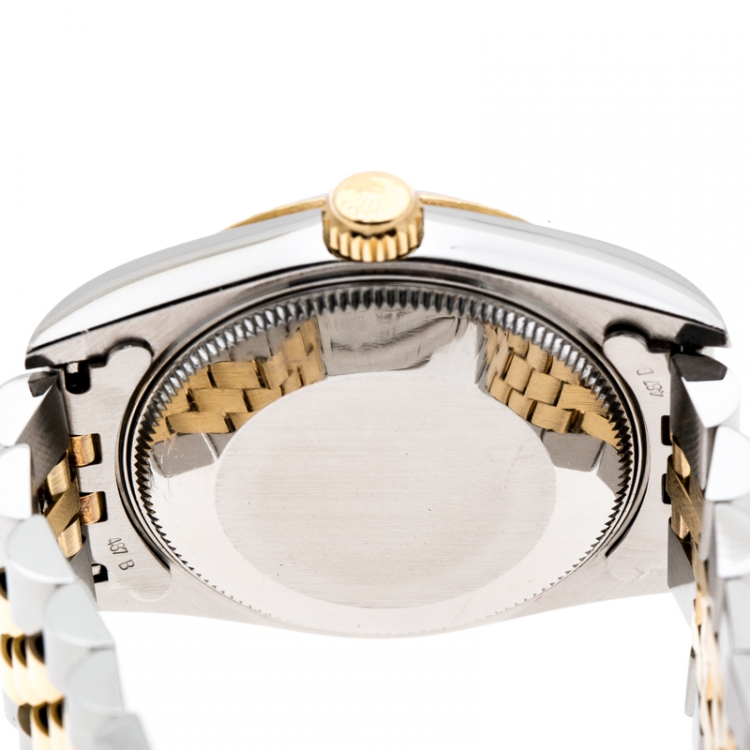 Pre Owned Rolex Grey 18K Yellow Gold Stainless Steel Lady Datejust 31 68273 Women's Wristwatch 31 mm