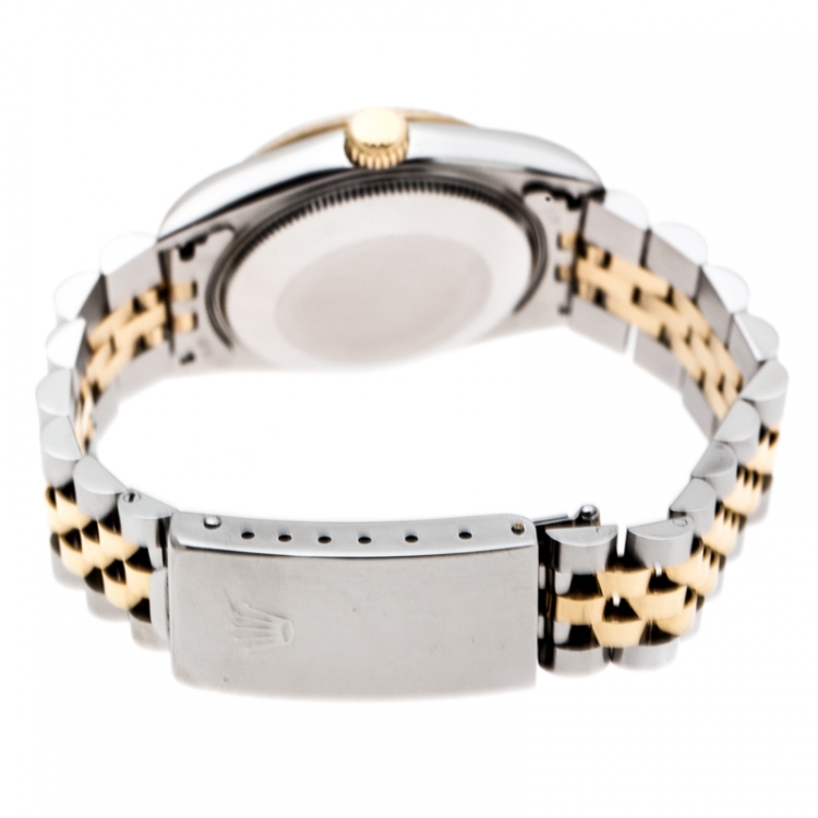 Pre Owned Rolex Grey 18K Yellow Gold Stainless Steel Lady Datejust 31 68273 Women's Wristwatch 31 mm