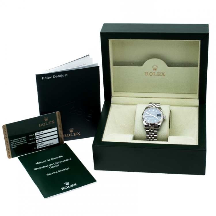 Pre Owned Rolex Blue Stainless Steel Datejust 31 178474 Women's Wristwatch 31 mm