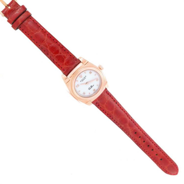 Pre Owned Rolex White 18K Rose Gold Cellini Cestello 5310 Women's Wristwatch 26MM