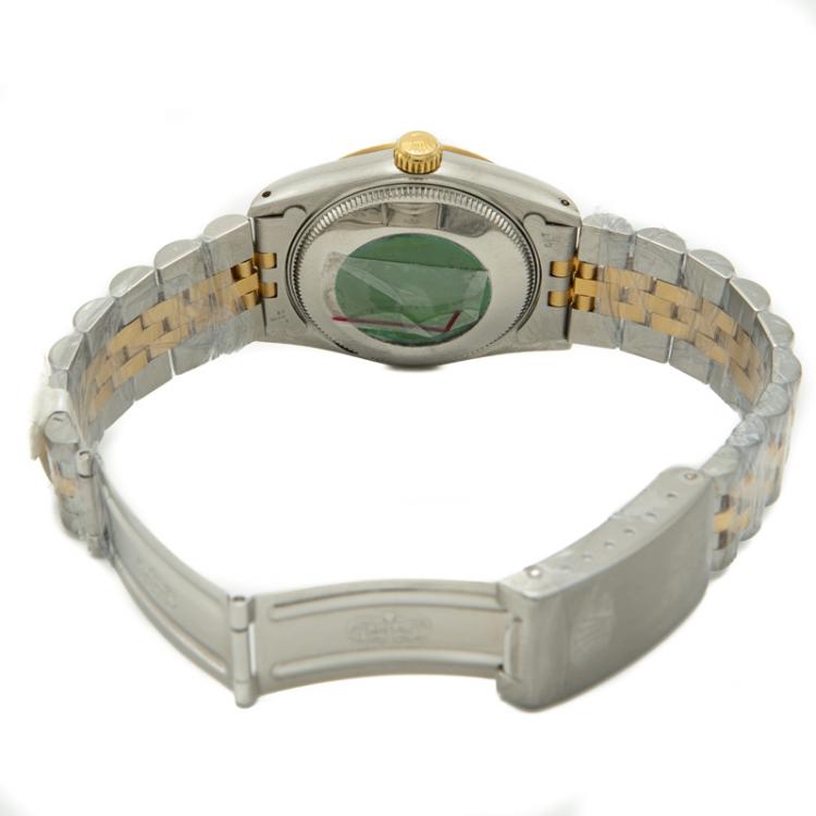 Pre Owned Rolex Grey Diamond Dial Gold & Steel Date Just Women's Watch 31MM