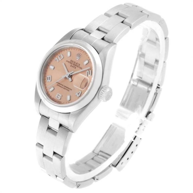 Pre Owned Rolex Salmon Stainless Steel Date 79160 Women's Wristwatch 26MM