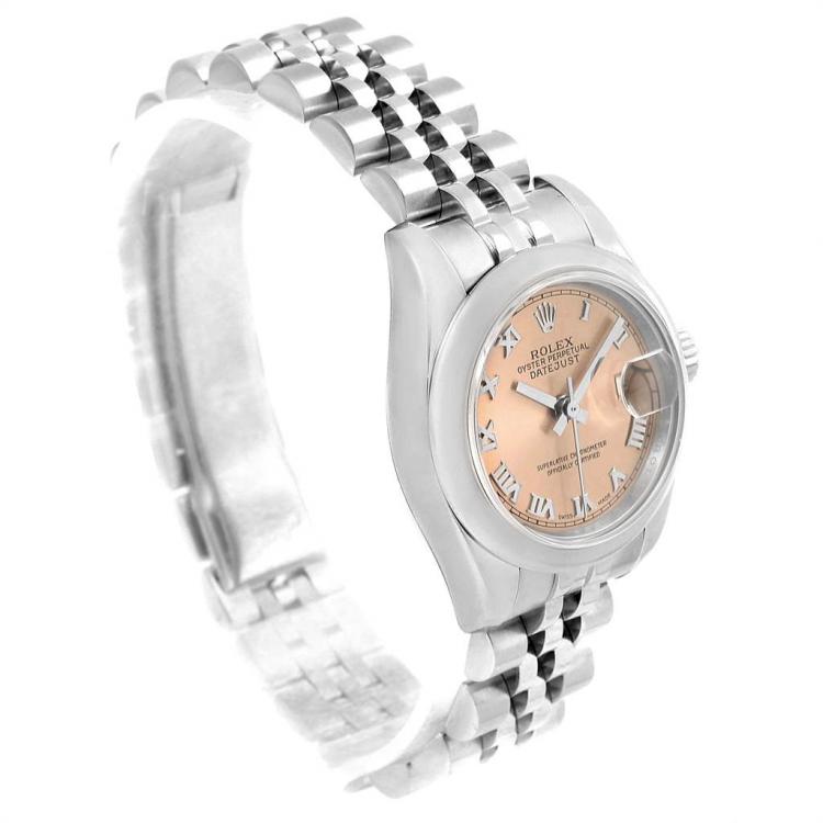 Pre Owned Rolex Salmon Stainless Steel Datejust 179160 Women's Wristwatch 26MM