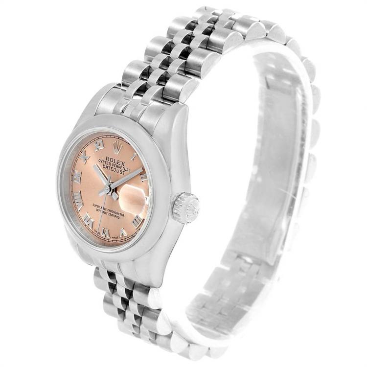 Pre Owned Rolex Salmon Stainless Steel Datejust 179160 Women's Wristwatch 26MM
