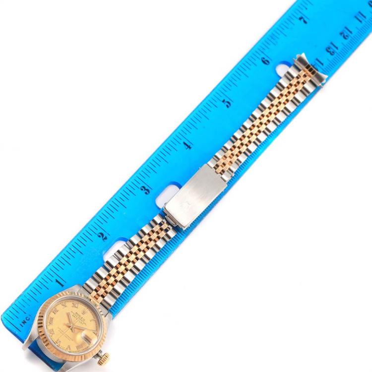 مملوكة مسبقًا Rolex Champagne 18K Yellow Gold and Stainless Steel Datejust 69173 Women's Wristwatch 26MM