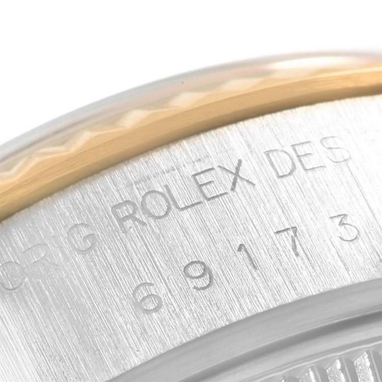 Pre Owned Rolex Ivory 18K Yellow Gold and Stainless Steel Datejust 69173 Women's Wristwatch 26MM