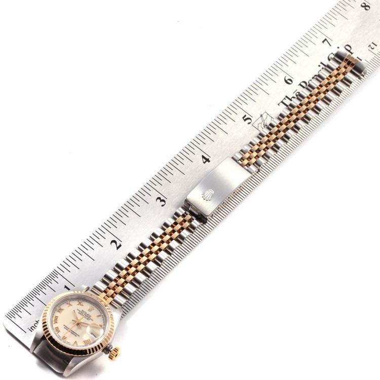 Pre Owned Rolex Ivory 18K Yellow Gold and Stainless Steel Datejust 69173 Women's Wristwatch 26MM