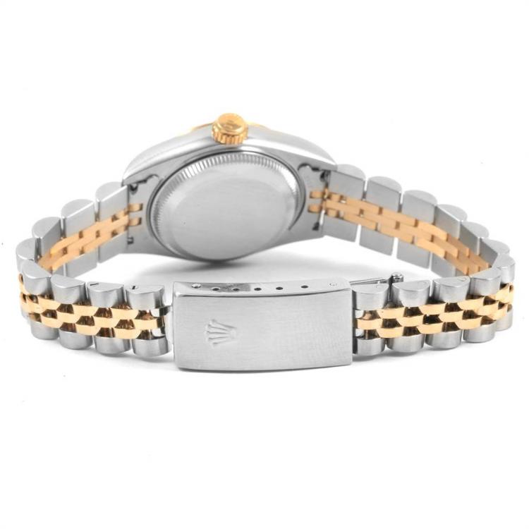 Pre Owned Rolex Ivory 18K Yellow Gold and Stainless Steel Datejust 69173 Women's Wristwatch 26MM
