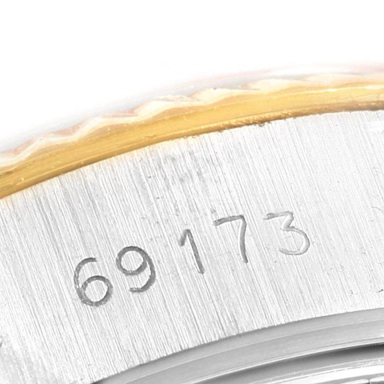 مملوكة مسبقًا Rolex White 18K Yellow Gold and Stainless Steel Datejust 69173 Women's Wristwatch 26MM