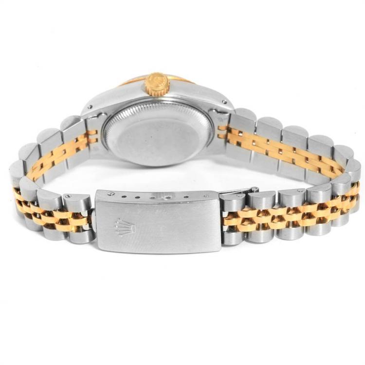 مملوكة مسبقًا Rolex White 18K Yellow Gold and Stainless Steel Datejust 69173 Women's Wristwatch 26MM