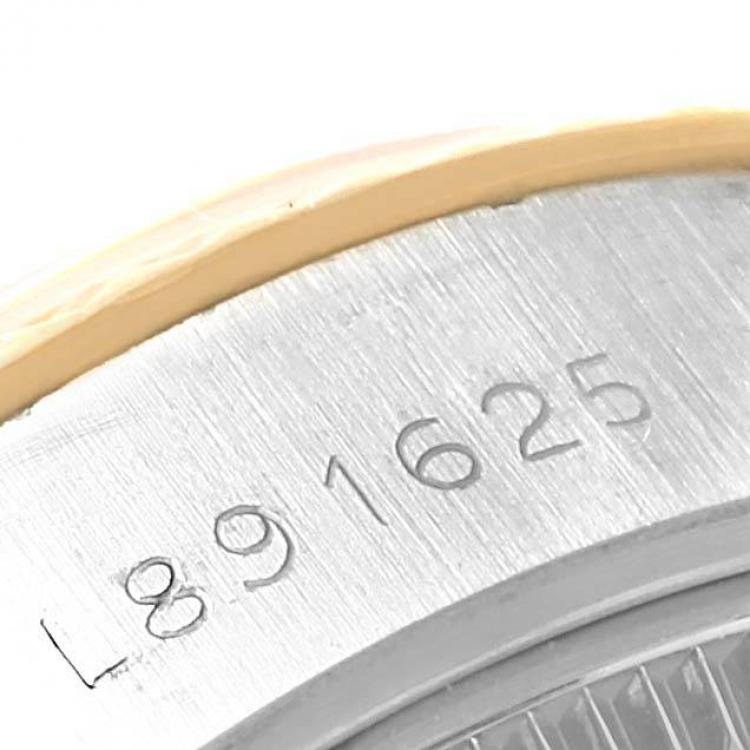 Pre Owned Rolex White 18K Yellow Gold and Stainless Steel Datejust 69173 Women's Wristwatch 26MM