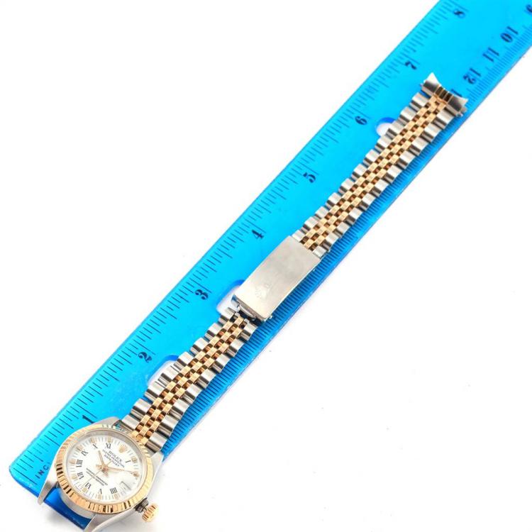 Pre Owned Rolex White 18K Yellow Gold and Stainless Steel Datejust 69173 Women's Wristwatch 26MM
