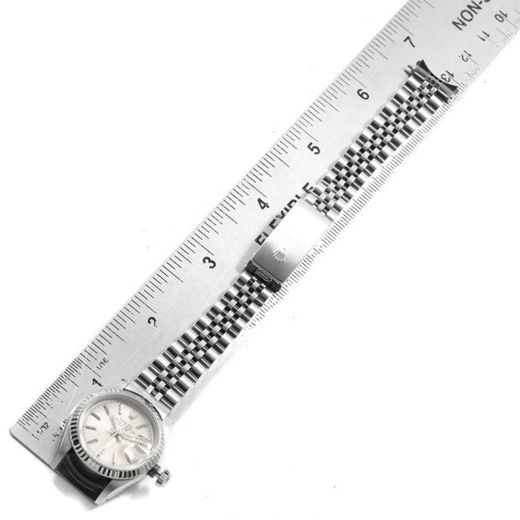 Pre Owned Rolex Silver 18K White Gold and Stainless Steel Datejust 69174 Women's Wristwatch 26MM