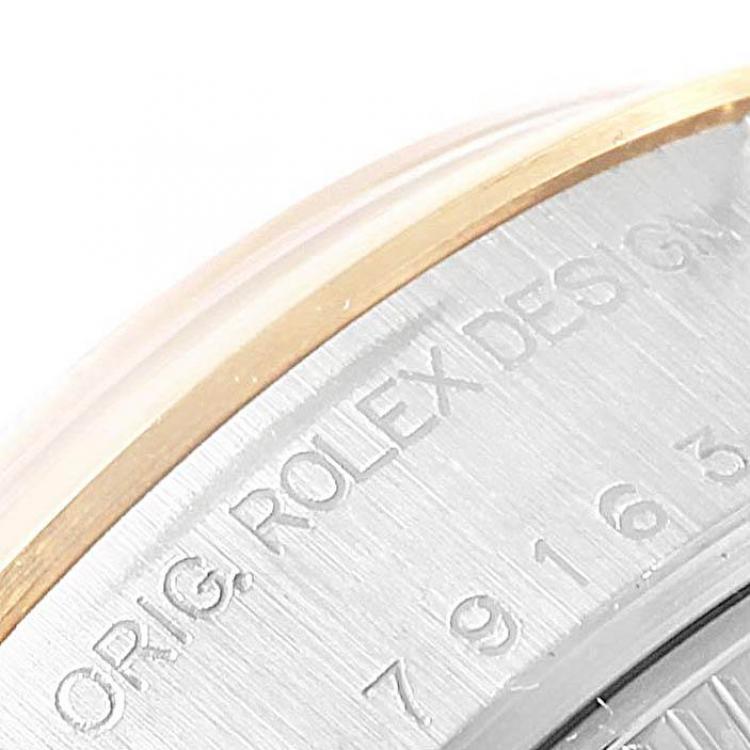 Pre Owned Rolex Slate 18K Yellow Gold and Stainless Steel Datejust 79163 Women's Wristwatch 26MM
