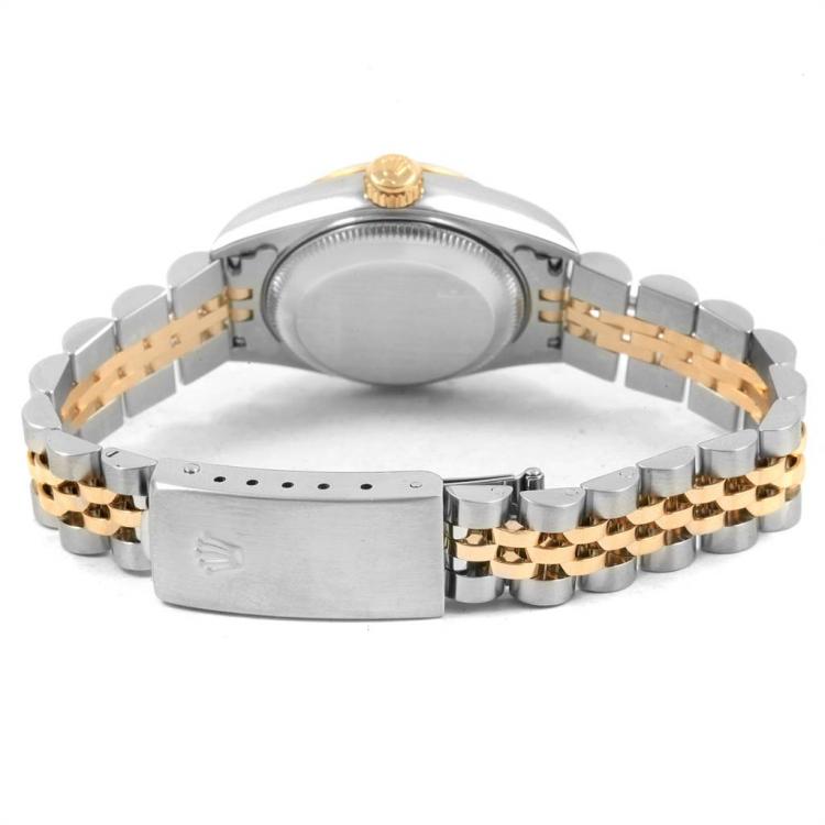 مملوكة مسبقًا Rolex Black 18K Yellow Gold and Stainless Steel Datejust 79173 Women's Wristwatch 26MM