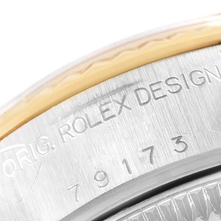 مملوكة مسبقًا Rolex Black 18K Yellow Gold and Stainless Steel Datejust 79173 Women's Wristwatch 26MM