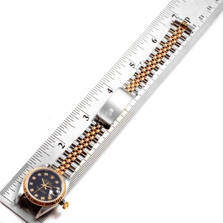 مملوكة مسبقًا Rolex Black 18K Yellow Gold and Stainless Steel Datejust 79173 Women's Wristwatch 26MM