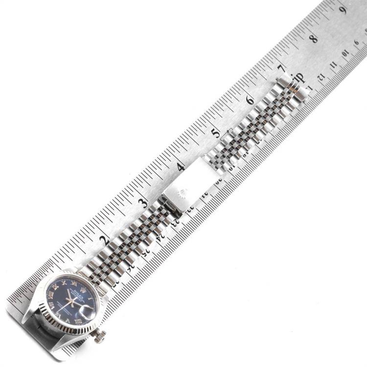 Pre Owned Rolex Blue 18K White Gold and Stainless Steel Datejust 79174 Women's Wristwatch 26MM