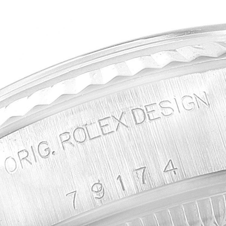 Pre Owned Rolex Blue 18K White Gold and Stainless Steel Datejust 79174 Women's Wristwatch 26MM