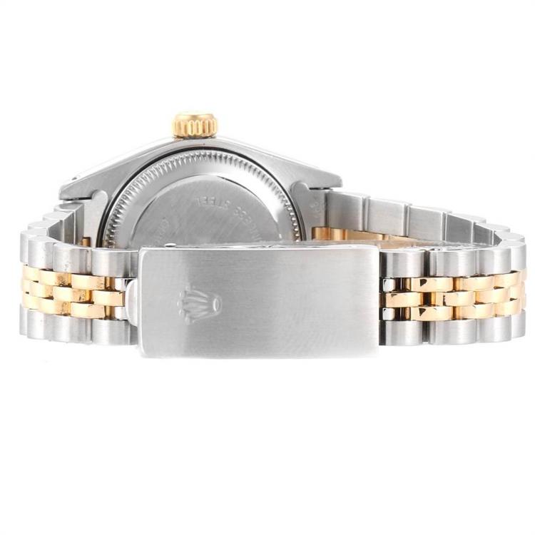 Pre Owned Rolex Black Pyramid 18K Yellow Gold and Stainless Steel Datejust 69173 Women's Wristwatch 26MM