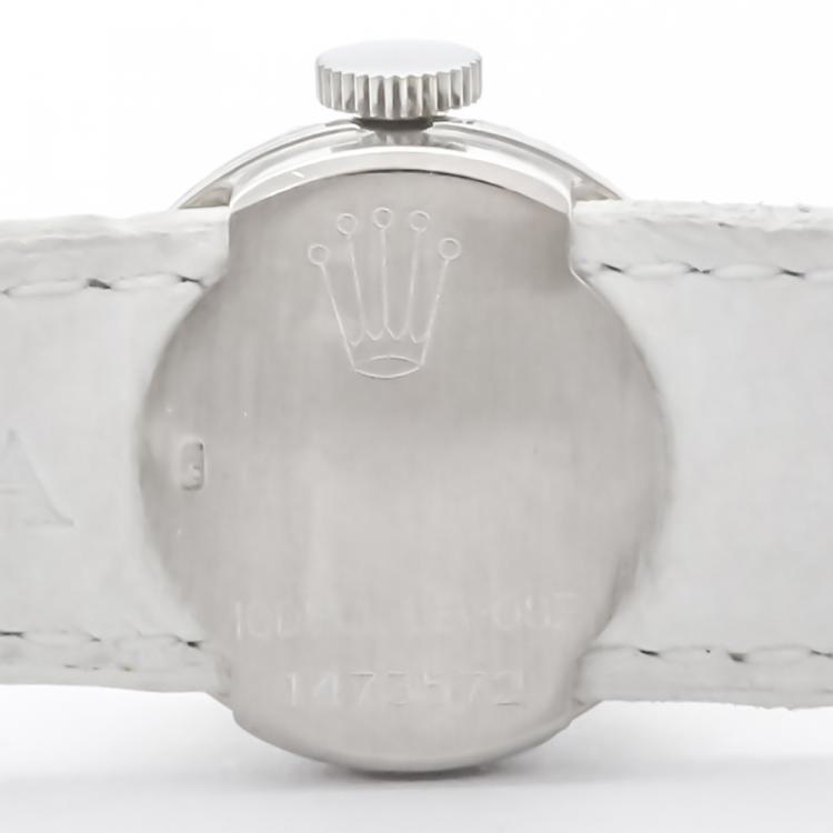 مملوكة مسبقًا Rolex Silver 18K White Gold Orchid Women's Wristwatch 17 MM