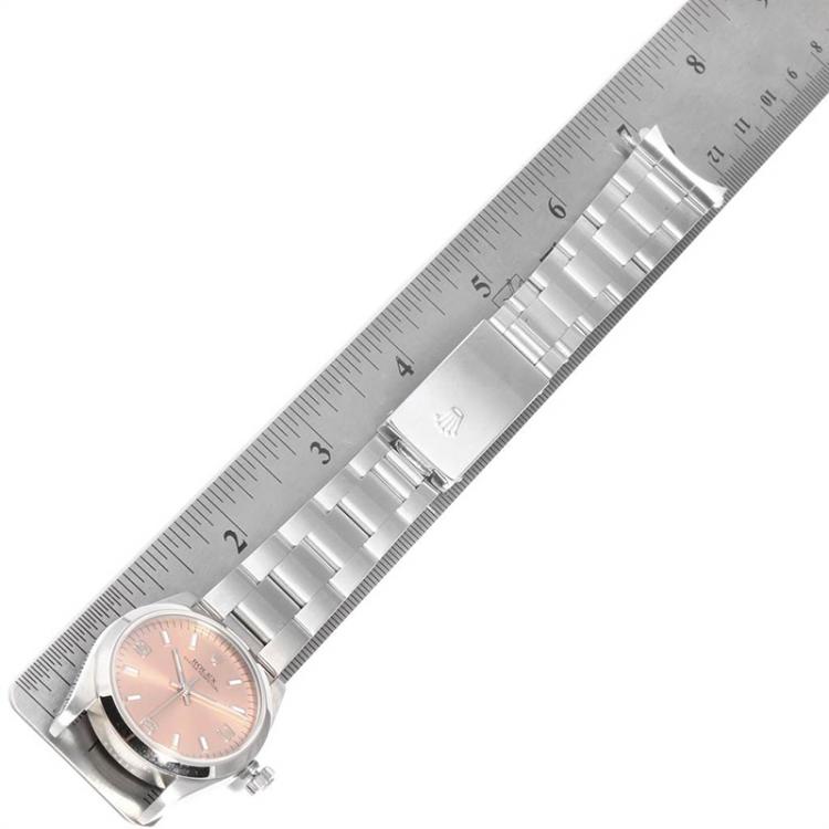 Pre Owned Rolex Salmon Stainless Steel Baton 77080 Women's Wristwatch 31MM