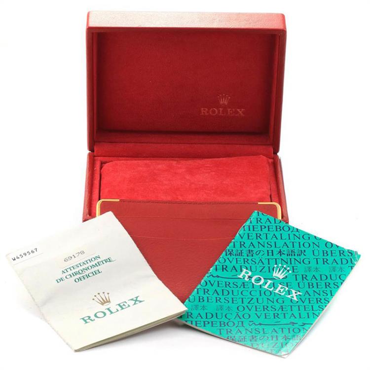مملوكة مسبقًا Rolex Champagne 18K Yellow Gold Diamond President 69178 Women's Wristwatch 26MM
