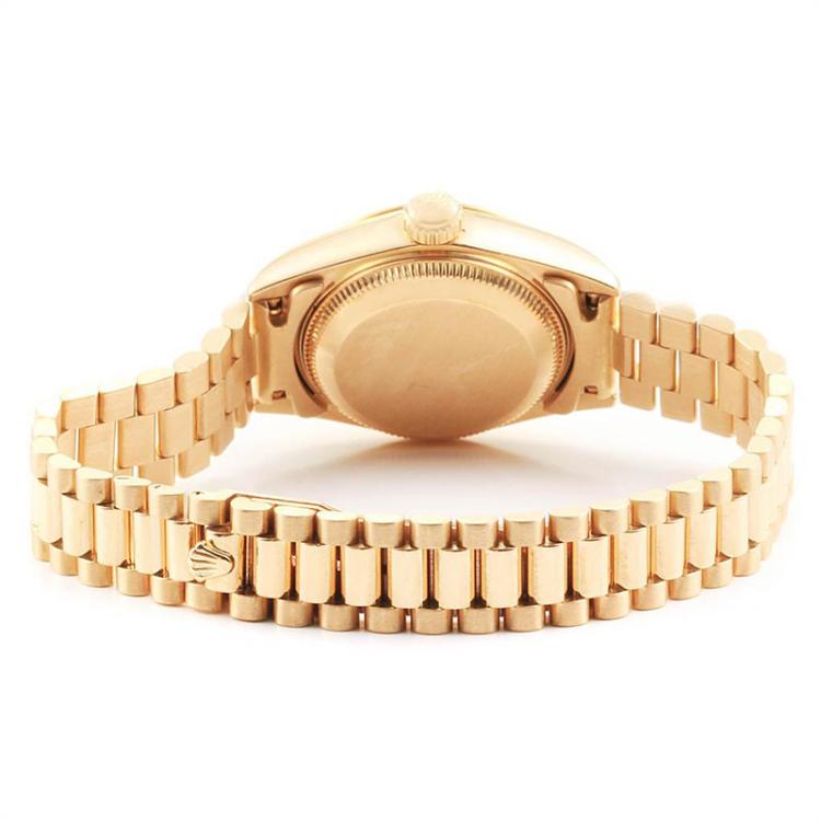مملوكة مسبقًا Rolex Champagne 18K Yellow Gold Diamond President 69178 Women's Wristwatch 26MM