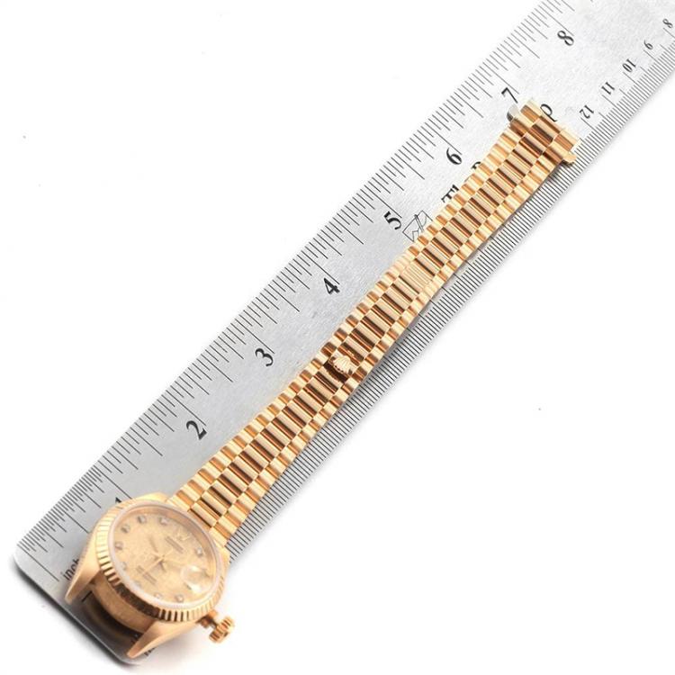 مملوكة مسبقًا Rolex Champagne 18K Yellow Gold Diamond President 69178 Women's Wristwatch 26MM