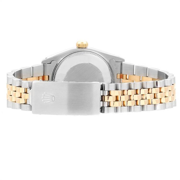 مملوكة مسبقًا Rolex Black 18K Yellow Gold and Stainless Steel Datejust 68273 Women's Wristwatch 31MM