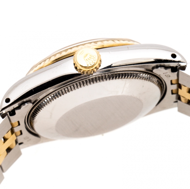 Pre Owned Rolex Gold 18K Yellow Gold Stainless Steel Diamonds Datejust 68273 Women's Wristwatch 31 mm