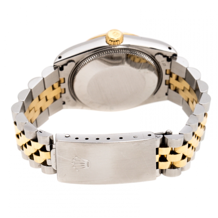 Pre Owned Rolex Gold 18K Yellow Gold Stainless Steel Diamonds Datejust 68273 Women's Wristwatch 31 mm