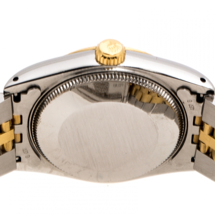 Pre Owned Rolex Gold 18K Yellow Gold Stainless Steel Diamonds Datejust 68273 Women's Wristwatch 31 mm