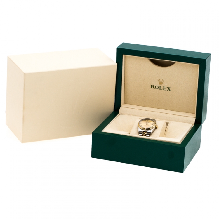 Pre Owned Rolex Gold 18K Yellow Gold Stainless Steel Diamonds Datejust 68273 Women's Wristwatch 31 mm