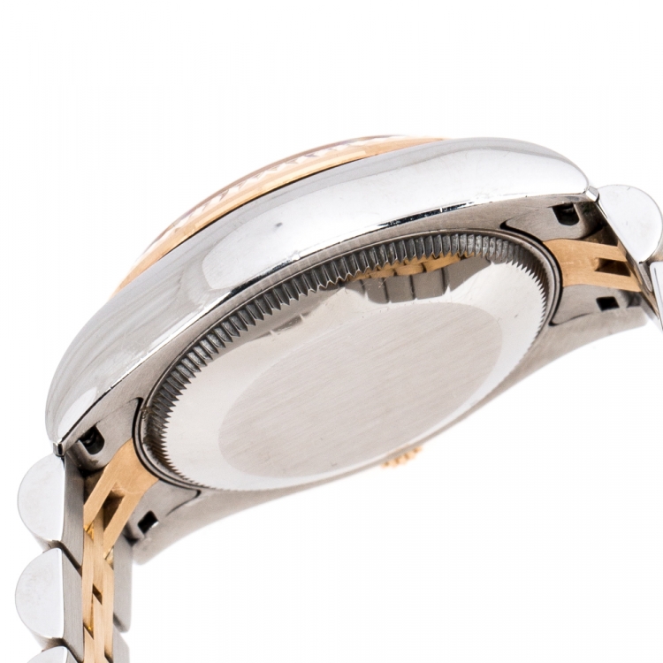 Pre Owned Rolex Mother of Pearl Two Tone 18K Gold Datejust 178271 Women's Wristwatch 31MM