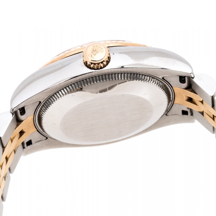 Pre Owned Rolex Mother of Pearl Two Tone 18K Gold Datejust 178271 Women's Wristwatch 31MM