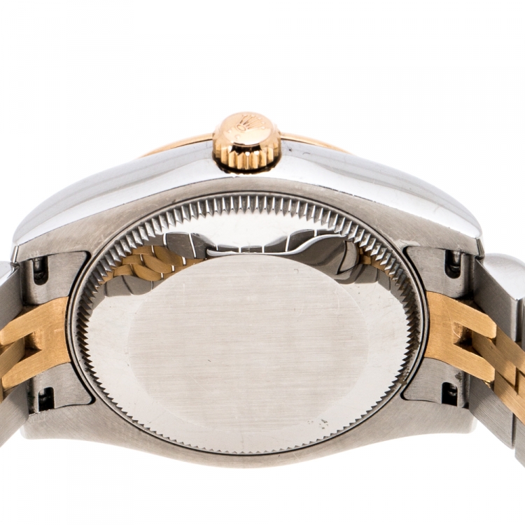 Pre Owned Rolex Mother of Pearl Two Tone 18K Gold Datejust 178271 Women's Wristwatch 31MM