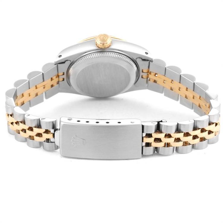 مملوكة مسبقًا Rolex Champagne 18K Yellow Gold and Stainless Steel Datejust 69173 Women's Wristwatch 26MM