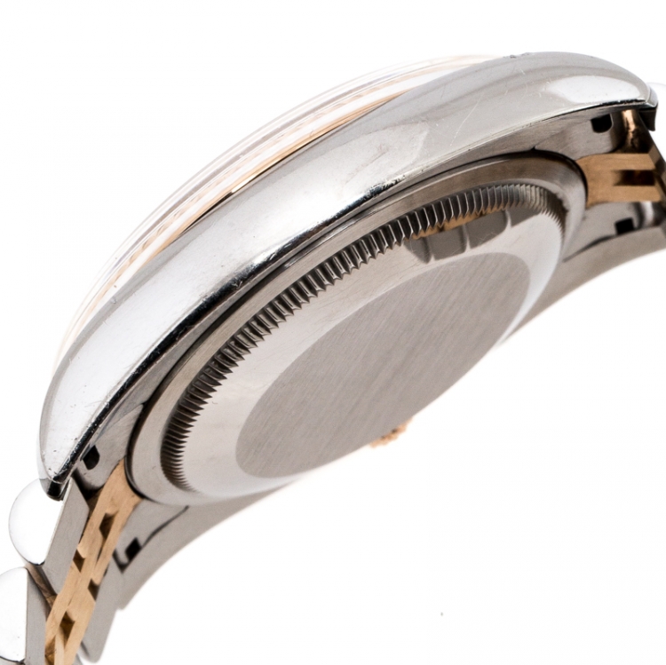 Pre Owned Rolex   Brown Floral Dial Stainless Steel 18K Rose Gold Oyster Perpetual Datejust 36 Women's Wristwatch 36 mm