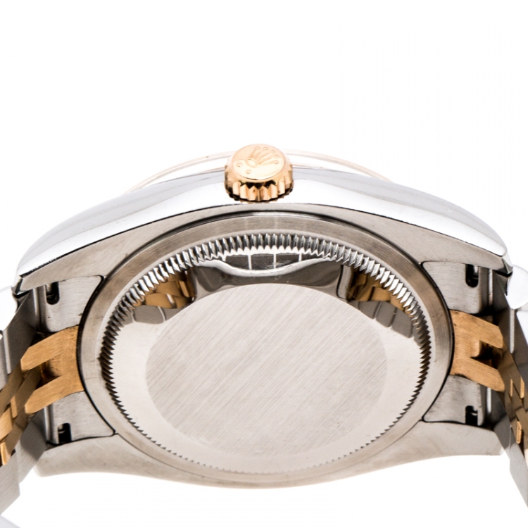 Pre Owned Rolex   Brown Floral Dial Stainless Steel 18K Rose Gold Oyster Perpetual Datejust 36 Women's Wristwatch 36 mm