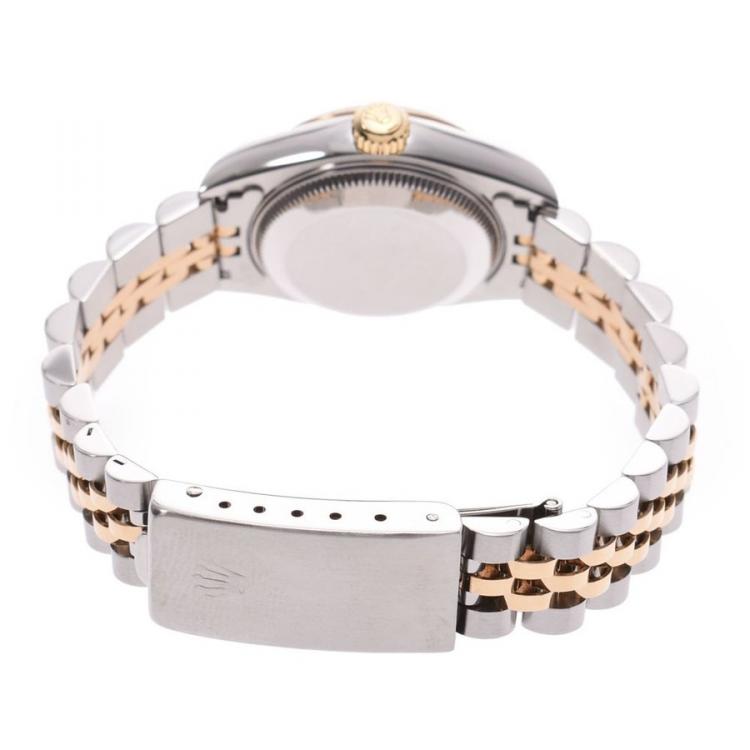 Pre Owned Rolex Champagne Yellow Gold and Stainless Steel Datejust 69173G Women's Wristwatch 25MM