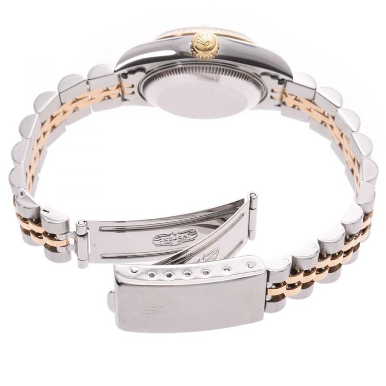 Pre Owned Rolex Champagne Yellow Gold and Stainless Steel Datejust 69173G Women's Wristwatch 25MM