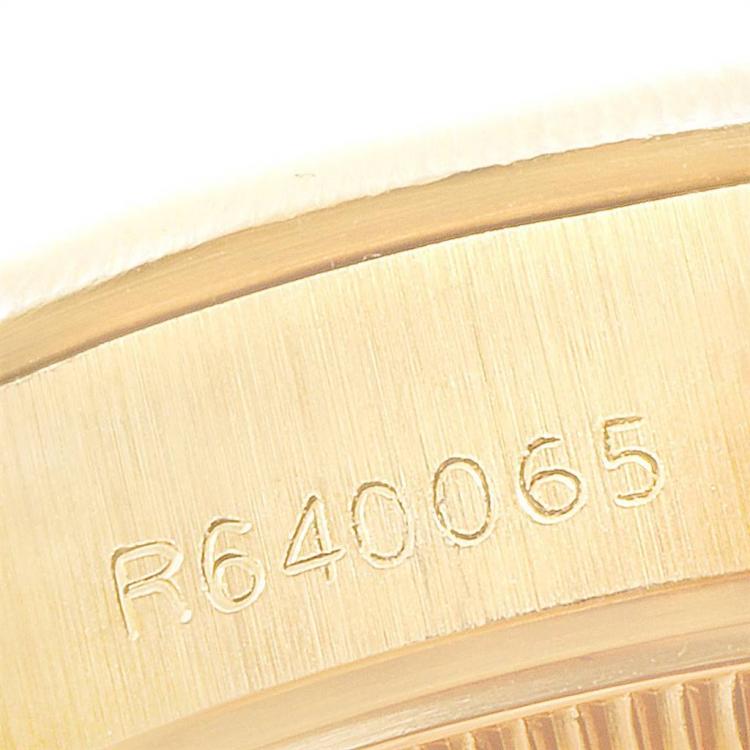 Pre Owned Rolex Blue 18K Yellow Gold and Diamond President Datejust 69278 Women's Wristwatch 26MM