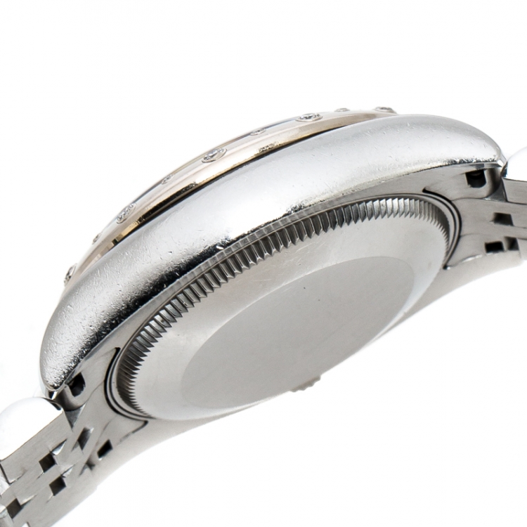 Pre Owned Rolex Mother of Pearl Stainless Steel Diamonds Datejust 31 178344 Women's Wristwatch 31 mm