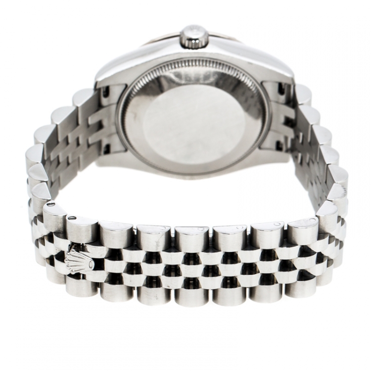 Pre Owned Rolex Mother of Pearl Stainless Steel Diamonds Datejust 31 178344 Women's Wristwatch 31 mm