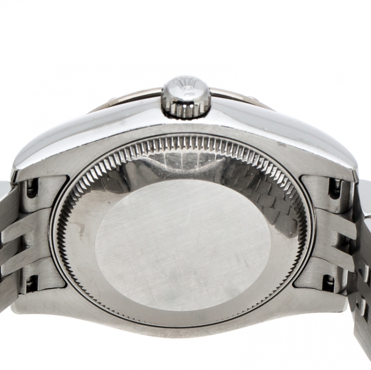 Pre Owned Rolex Mother of Pearl Stainless Steel Diamonds Datejust 31 178344 Women's Wristwatch 31 mm