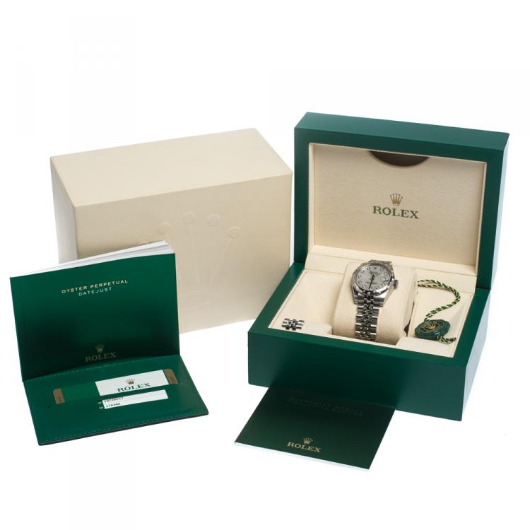 Pre Owned Rolex Mother of Pearl Stainless Steel Diamonds Datejust 31 178344 Women's Wristwatch 31 mm
