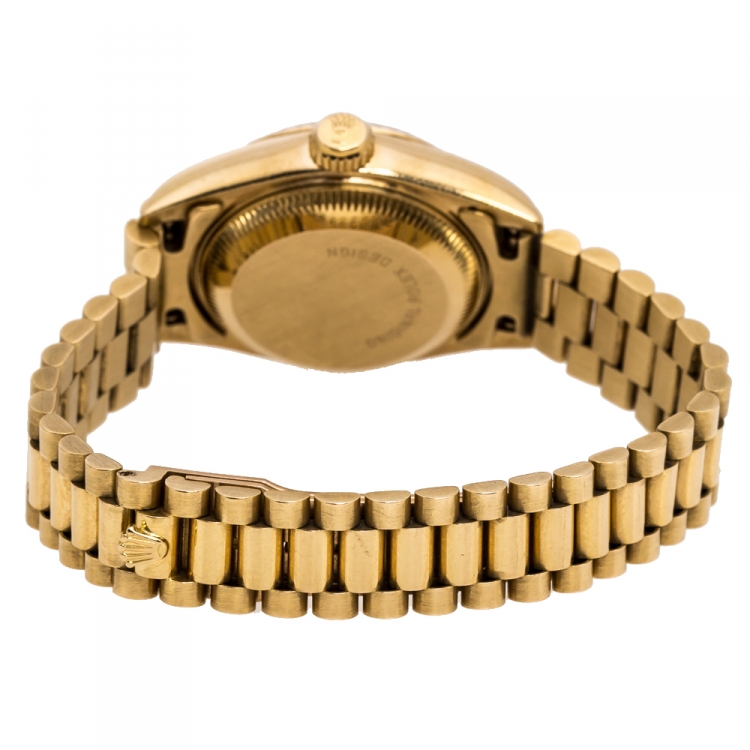 Pre Owned Rolex Jubilee 18K Yellow Gold Vintage Datejust 69138 Women's Wristwatch 26 mm