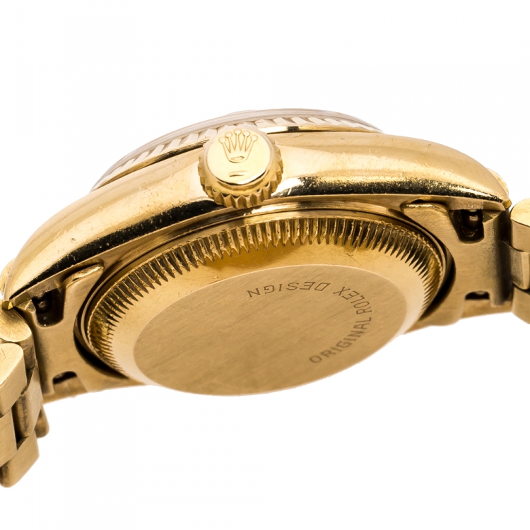 Pre Owned Rolex Jubilee 18K Yellow Gold Vintage Datejust 69138 Women's Wristwatch 26 mm