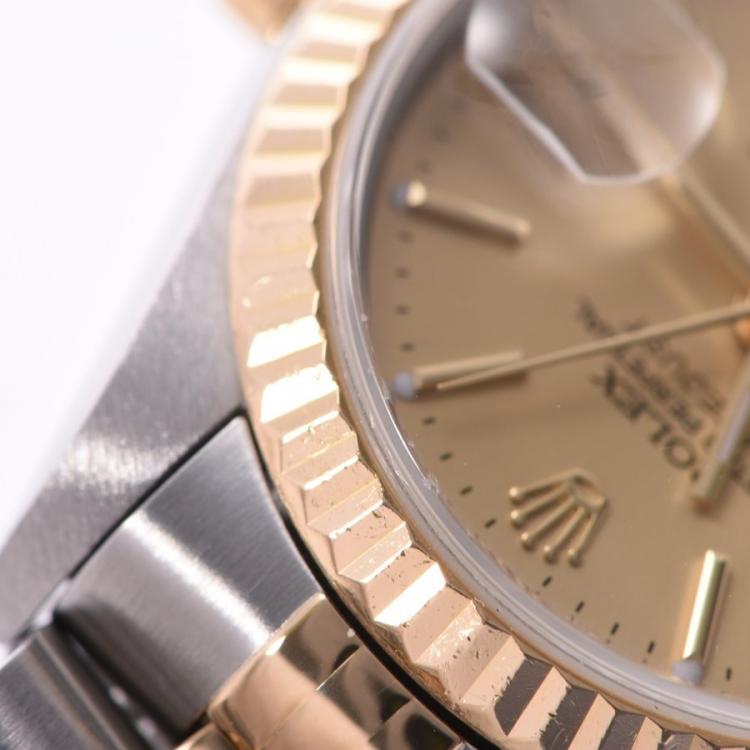 Pre Owned Rolex Champagne 18K Yellow Gold And Stainless Steel Datejust 79173 Women's Wristwatch 26 MM